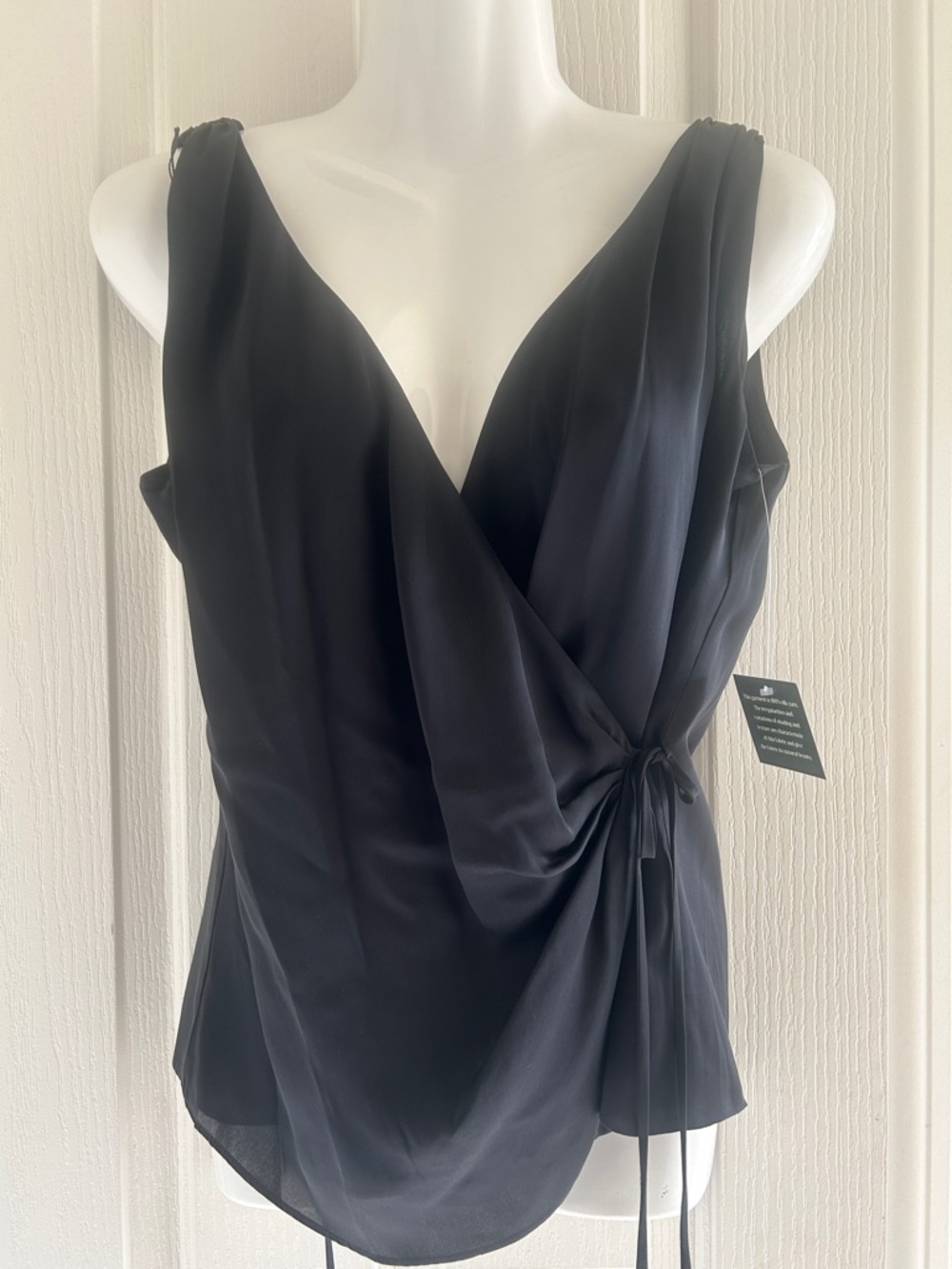 Ralph Lauren Black Wrap-Style Sleeveless Blouse